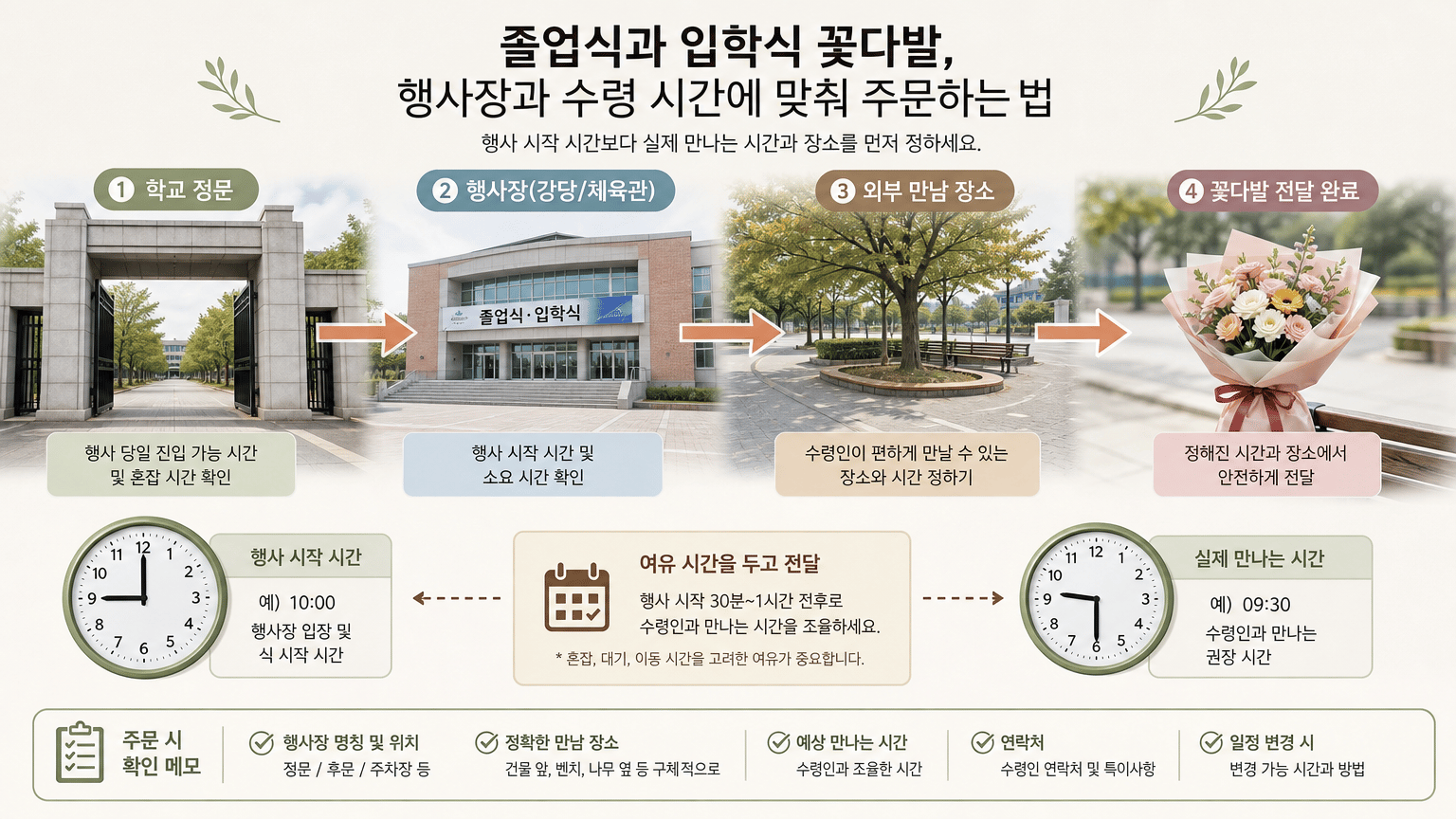 졸업식과 입학식 꽃다발, 행사장과 수령 시간에 맞춰 주문하는 법