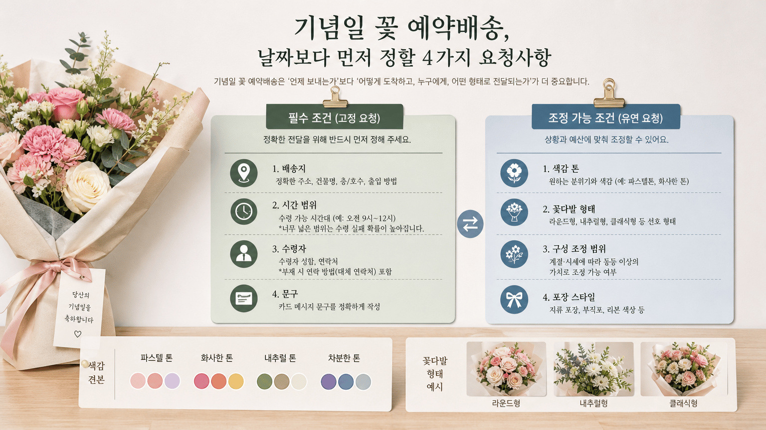 기념일 꽃 예약배송, 날짜보다 먼저 정할 4가지 요청사항