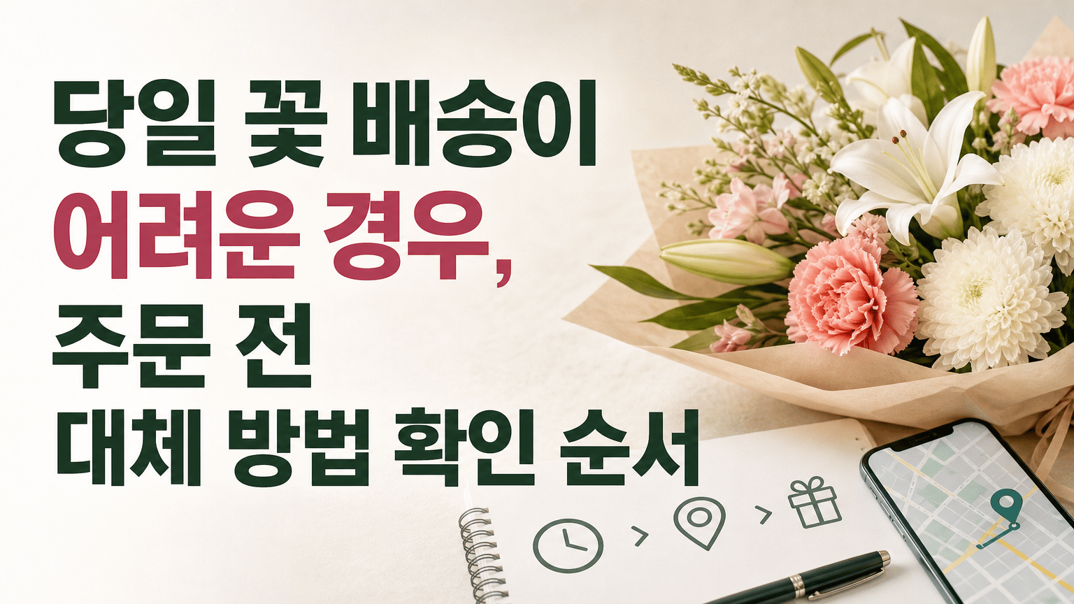 당일 꽃 배송이 어려운 경우, 주문 전 대체 방법 확인 순서